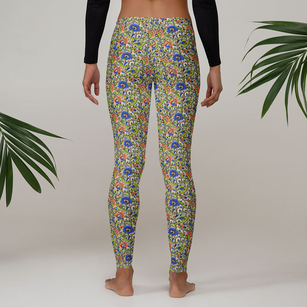 Vibrant Floral Doodle Leggings for All Occasions alternate view
