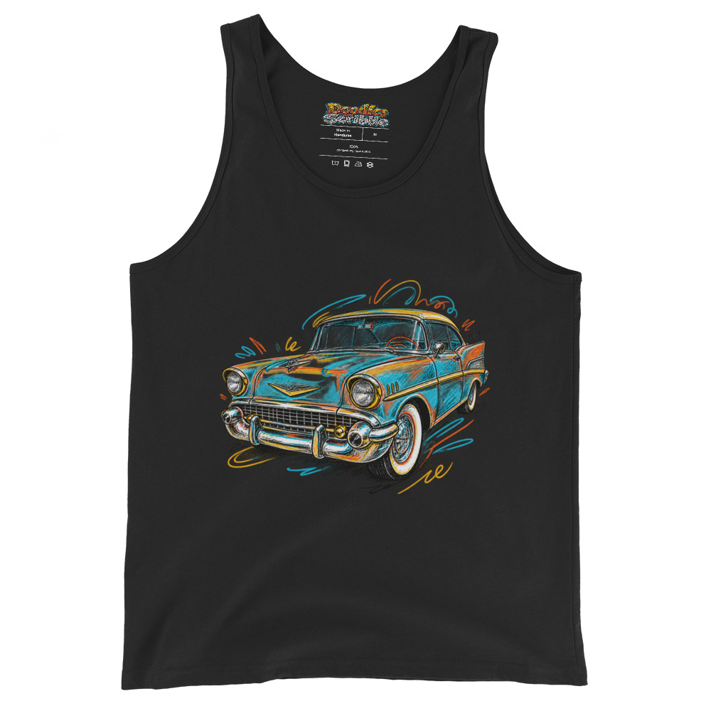 Retro Ride Car - Classic Car Color Burst Art — Tank Tops in Black