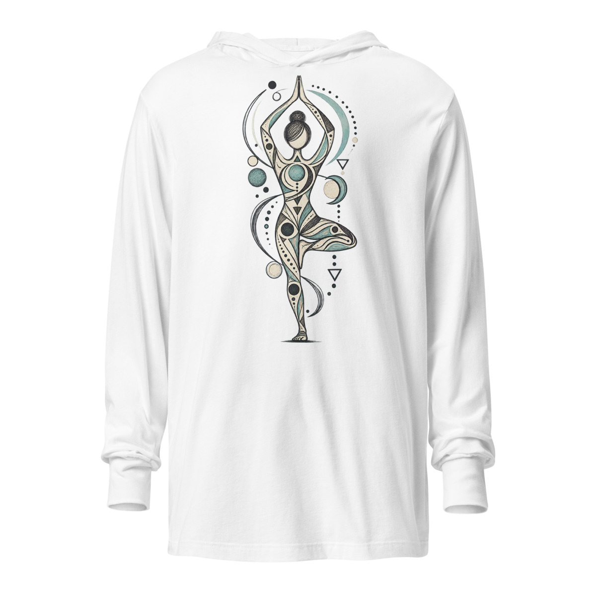 Yoga Balance with Abstract Geometric Doodle Unisex hooded long sleeve T shirt