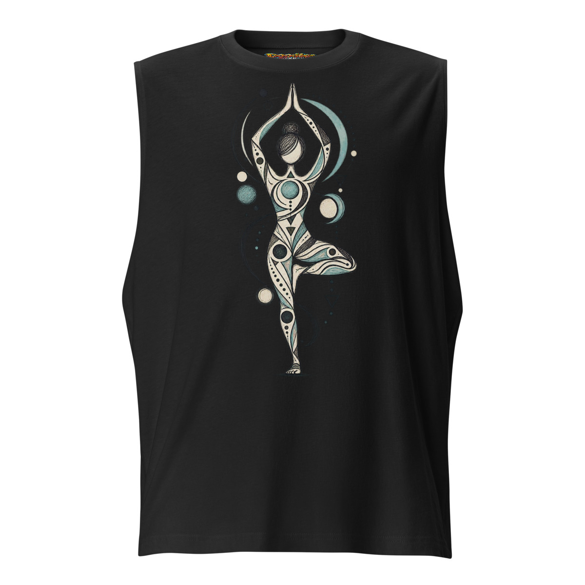 Yoga Balance with Abstract Geometric Doodle Unisex muscle shirt alternate view