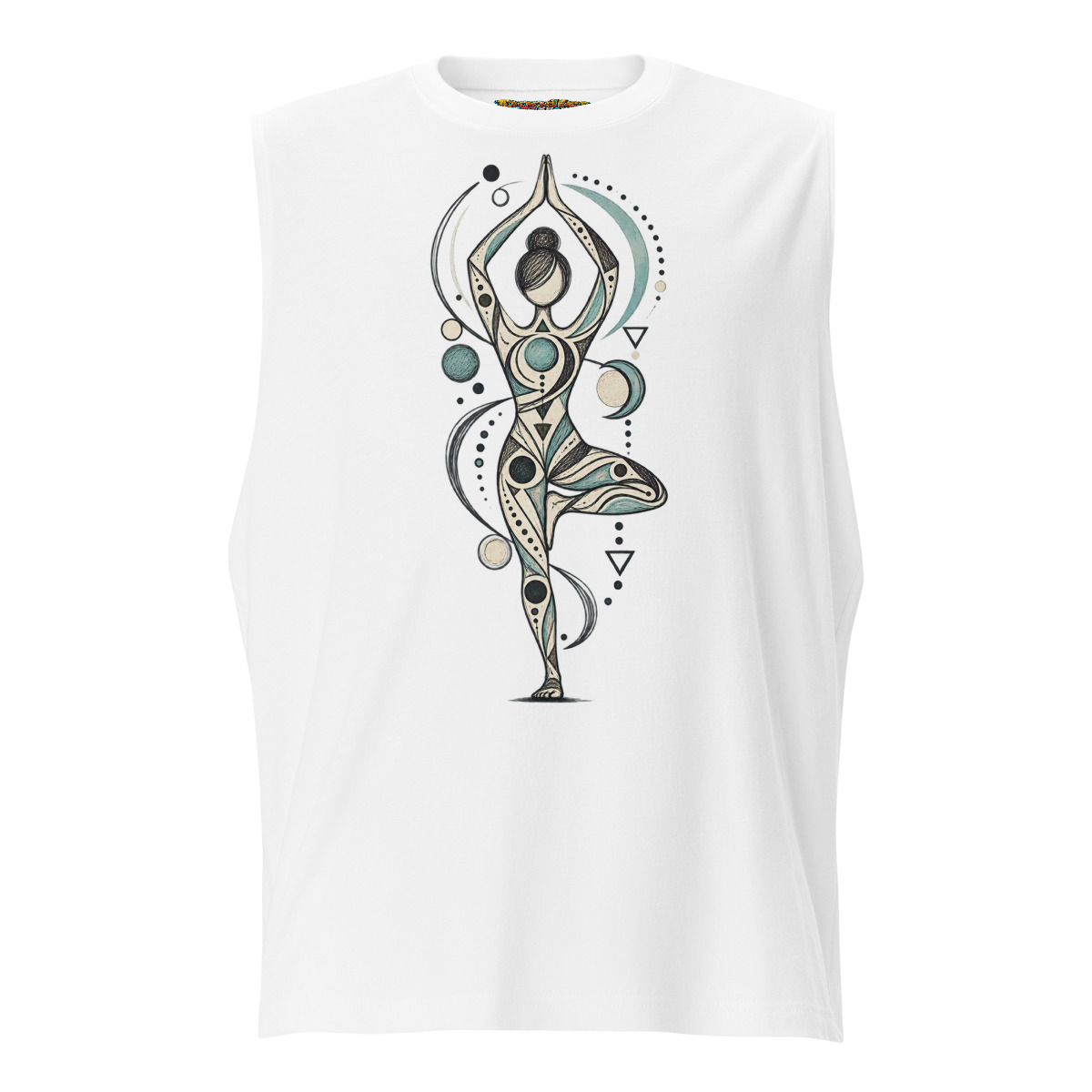 Yoga Balance with Abstract Geometric Doodle Unisex muscle shirt