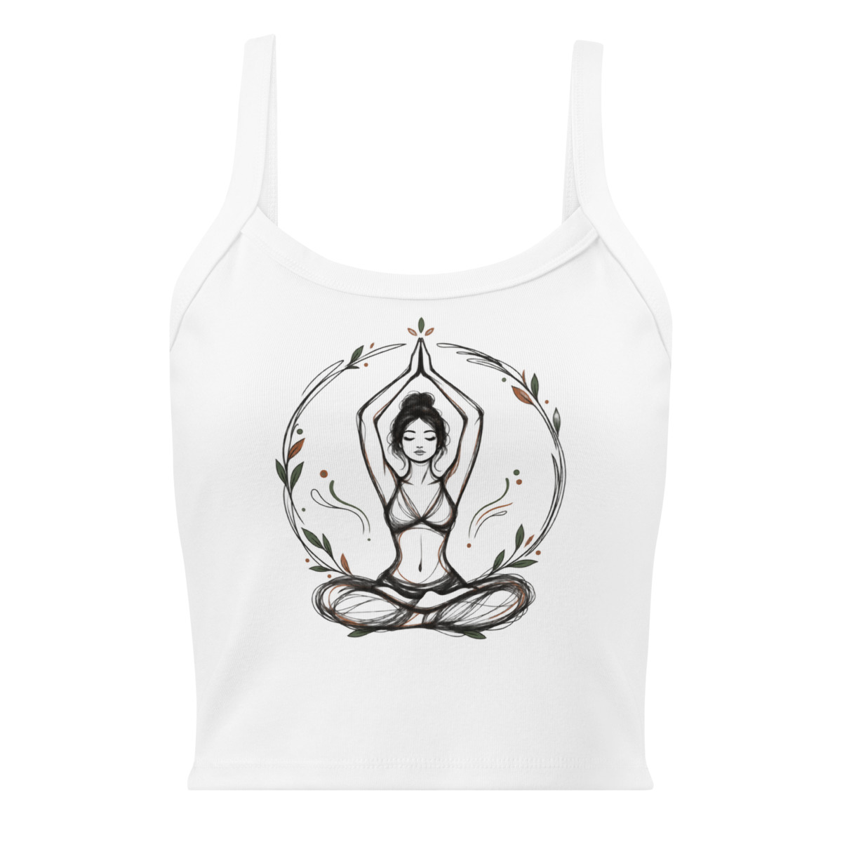 Yogic Serenity with Calm Pose Design Women’s micro rib tank