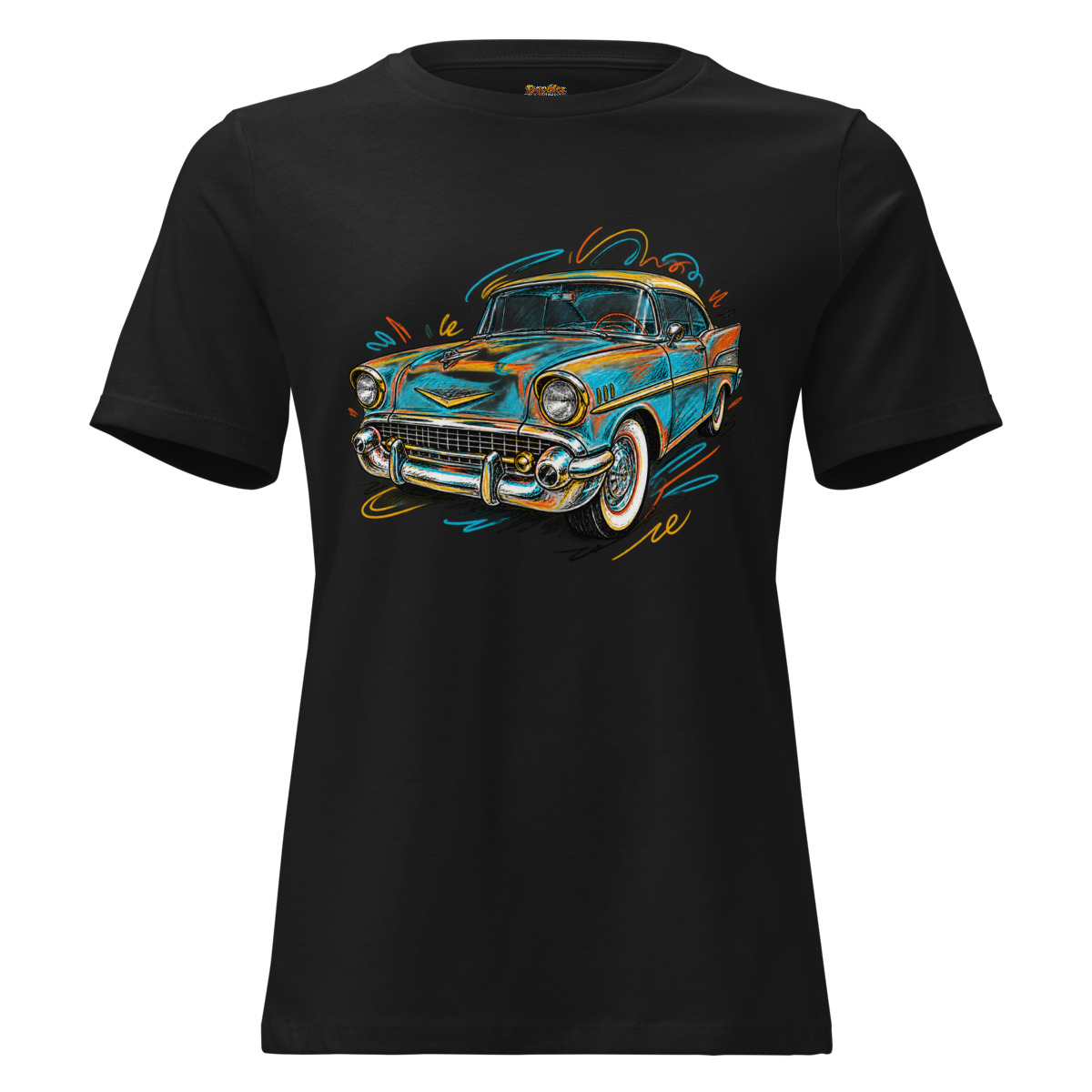 Retro Ride Car Classic Car Color Burst Art Women’s relaxed T shirt alternate view
