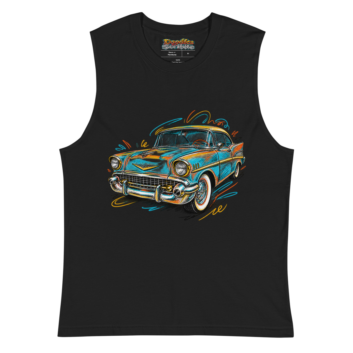 Retro Ride Car - Classic Car Color Burst Art — Muscle Shirts
