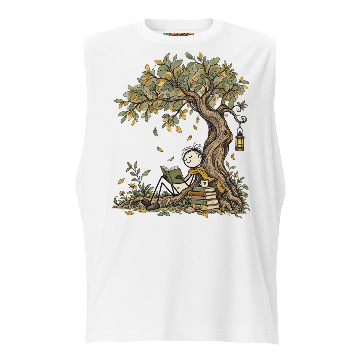 Reading Nook - Serene Stick Figure Retreat — Unisex muscle shirt