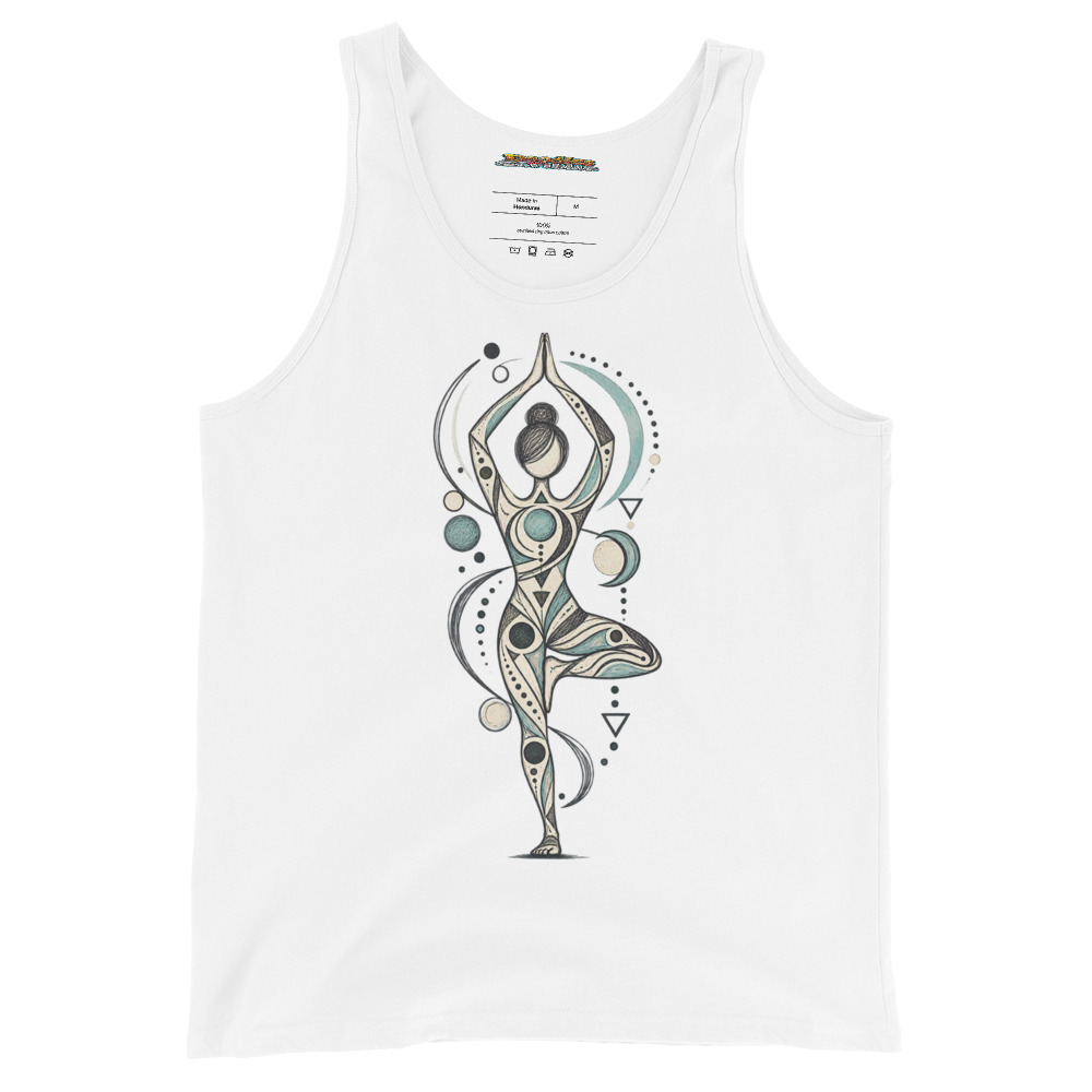 Yoga Balance with Abstract Geometric Doodle Unisex tank top