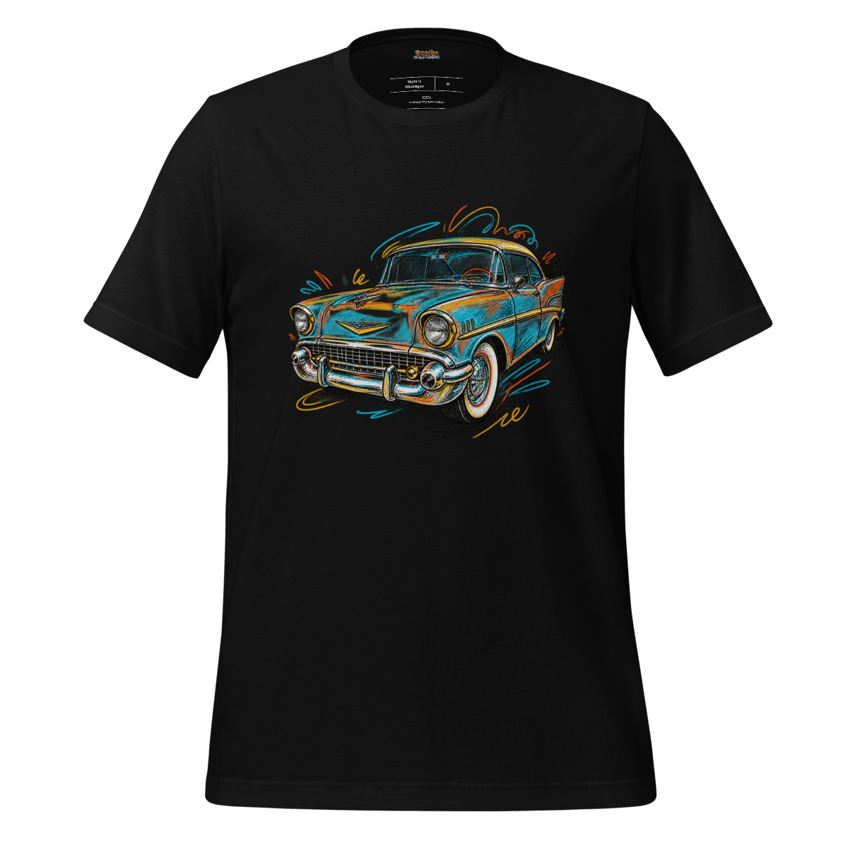 Retro Ride Car T Shirt Classic Car Color Burst Art alternate view