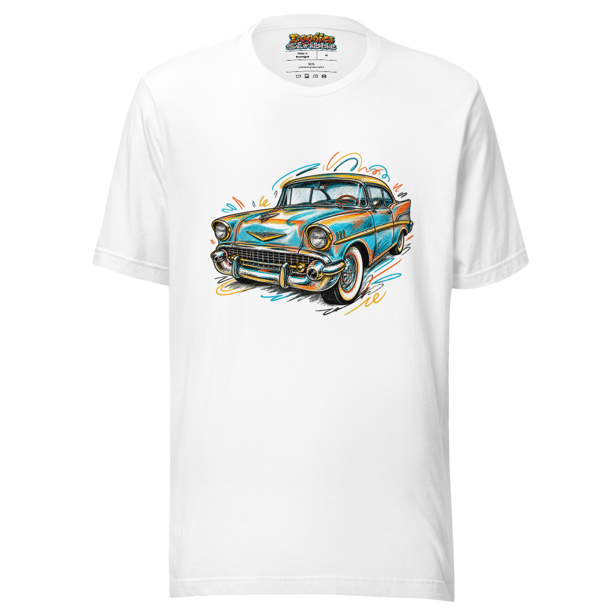 Retro Ride Car T-Shirt - Classic Car Color Burst Art