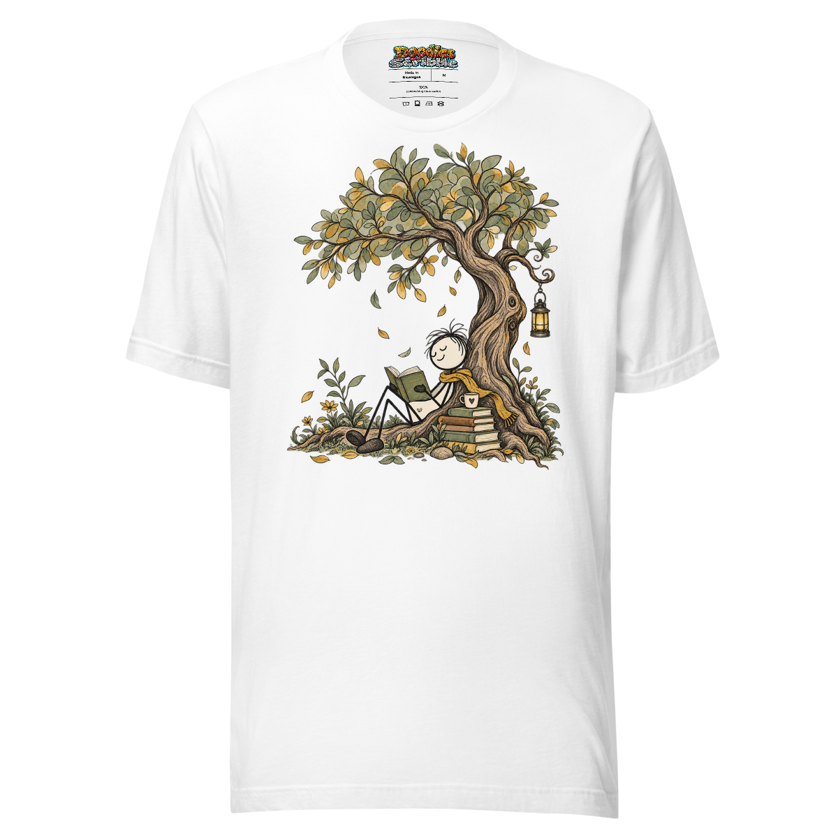 Reading Nook T-Shirt - Serene Stick Figure Retreat
