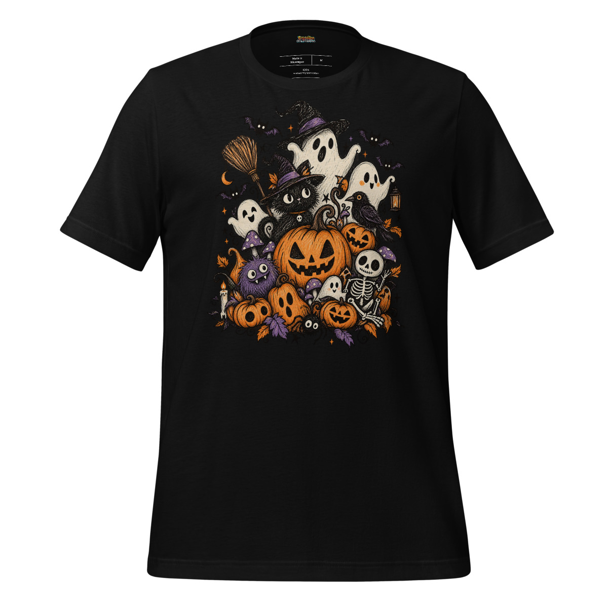 Spooky Gathering Doodle T Shirt Eerie Festivities alternate view