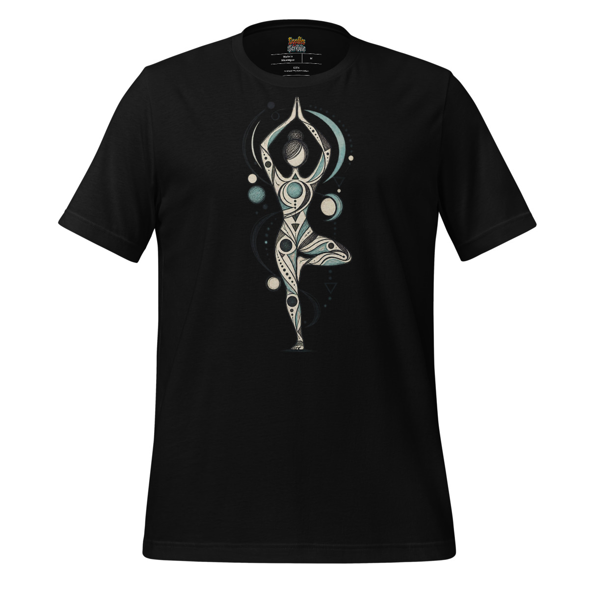 Yoga Balance T-Shirt with Abstract Geometric Doodle