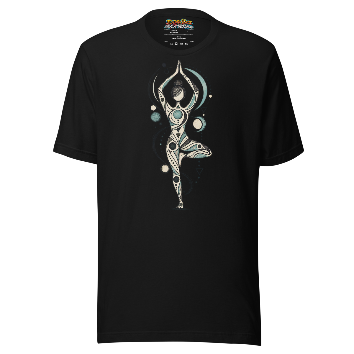 Yoga Balance T Shirt with Abstract Geometric Doodle alternate view