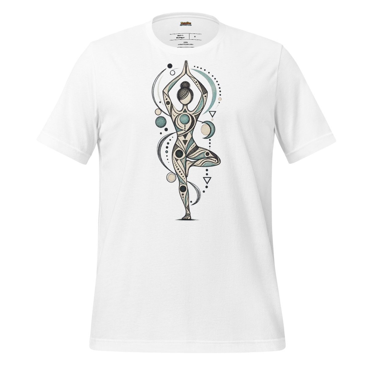 Yoga Balance T-Shirt with Abstract Geometric Doodle