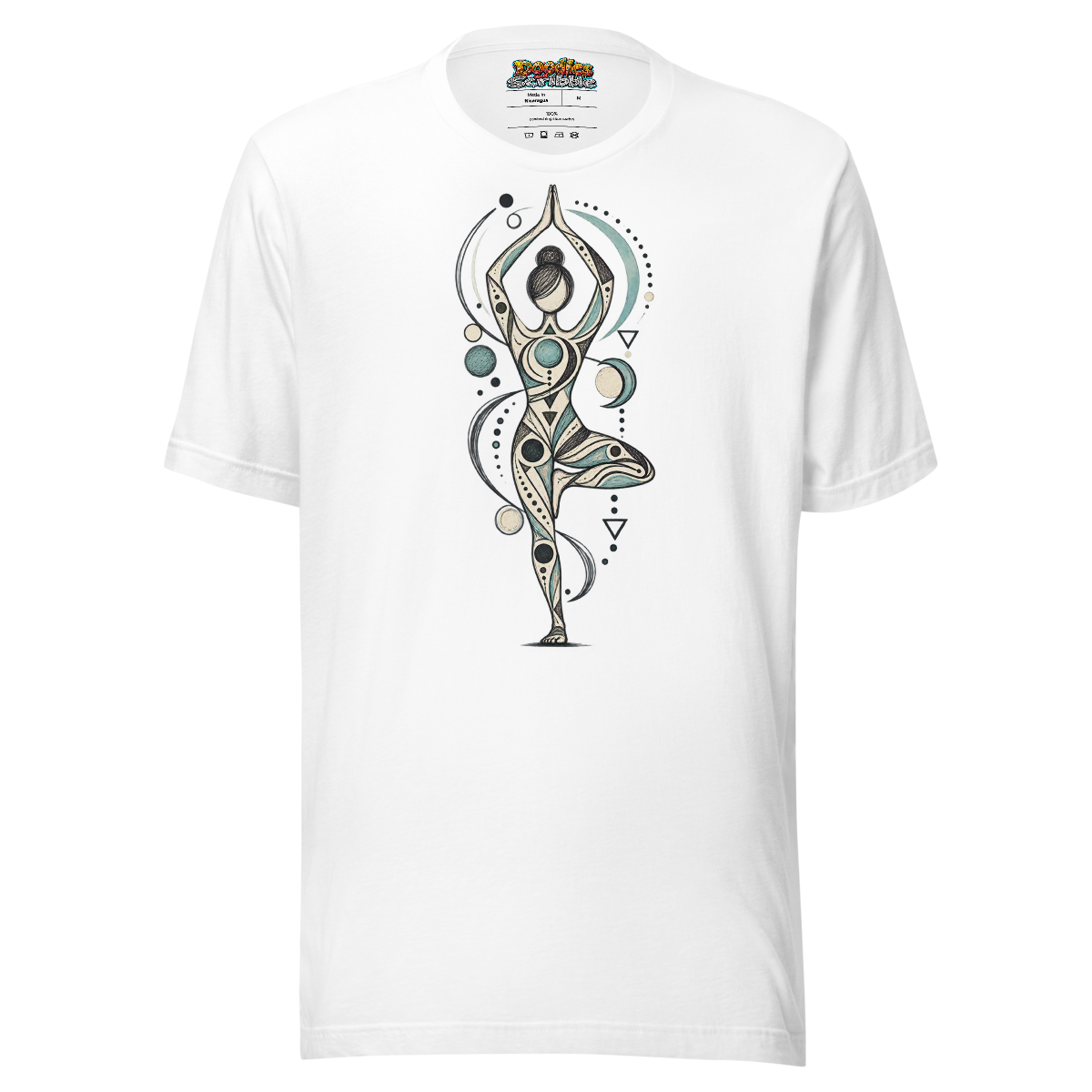 Yoga Balance T-Shirt with Abstract Geometric Doodle
