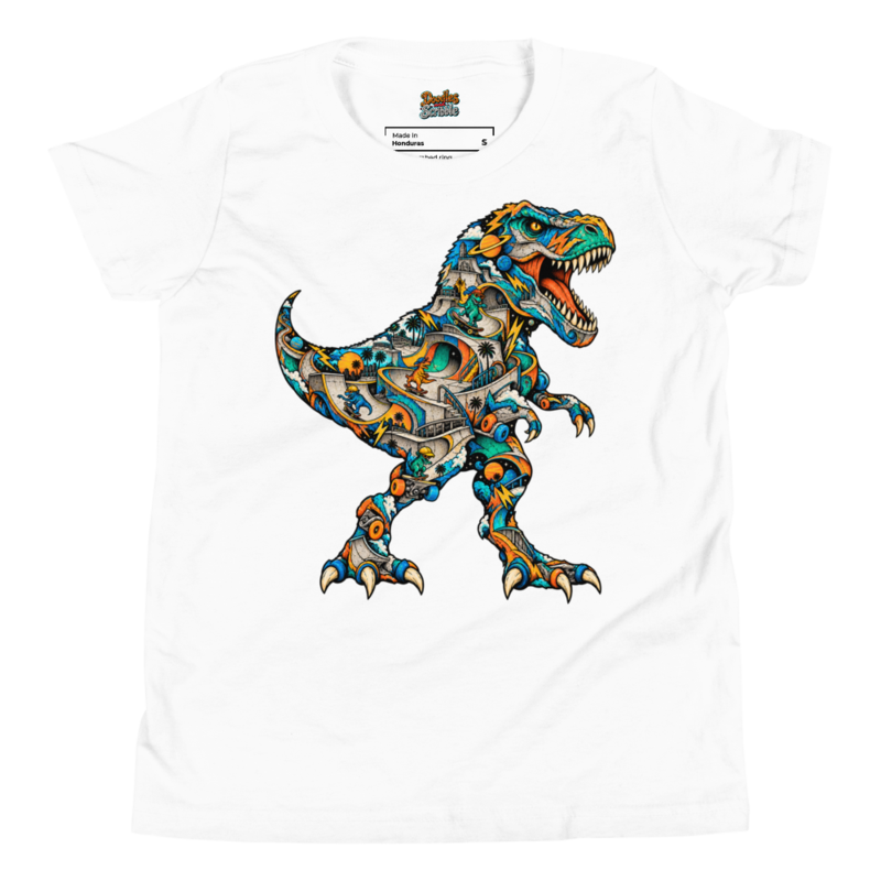 Skate Dinosaur Youth T Shirt in White
