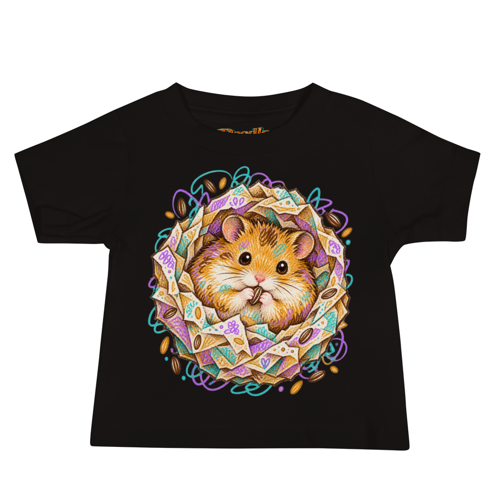 A Hamster Tucked Into A Round Paper Baby T Shirt alternate view