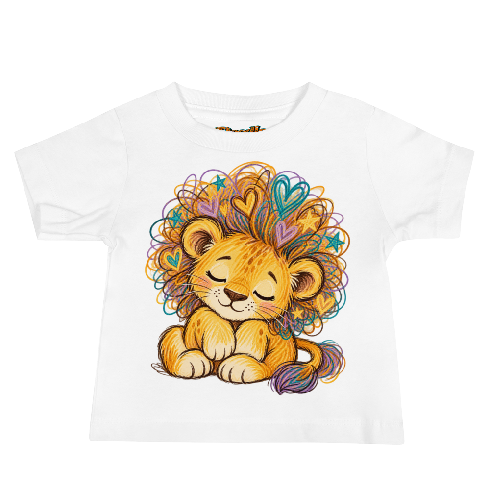 A Sleepy Lion Cub Baby T Shirt in White