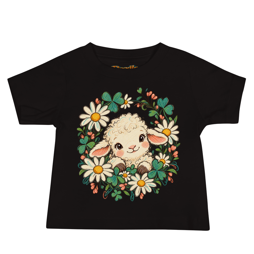 A Little Lamb Peeking Through A Wreath Of Baby T Shirt alternate view