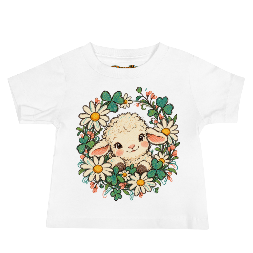 A Little Lamb Peeking Through A Wreath Of Baby T Shirt