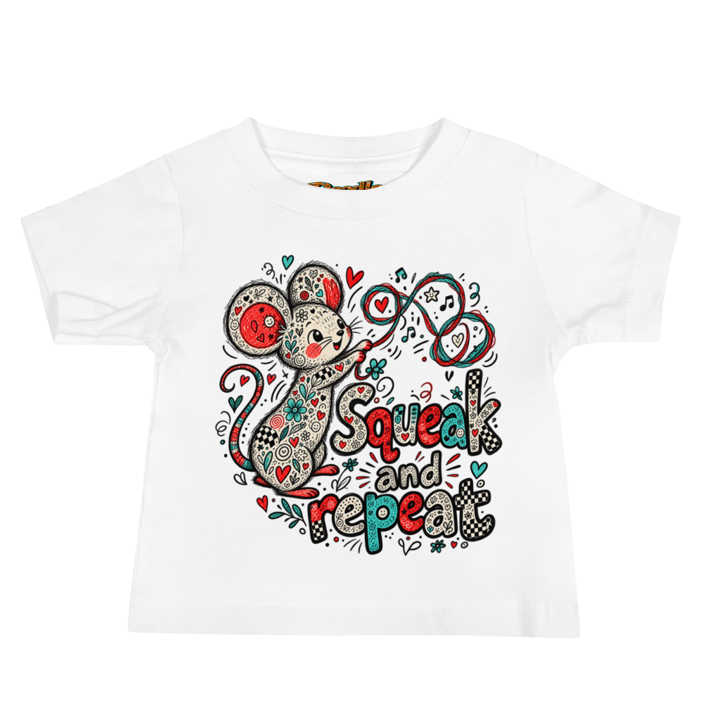 Exact Words Squeak And Repeat Beside A Tiny Max Doodles Baby T Shirt