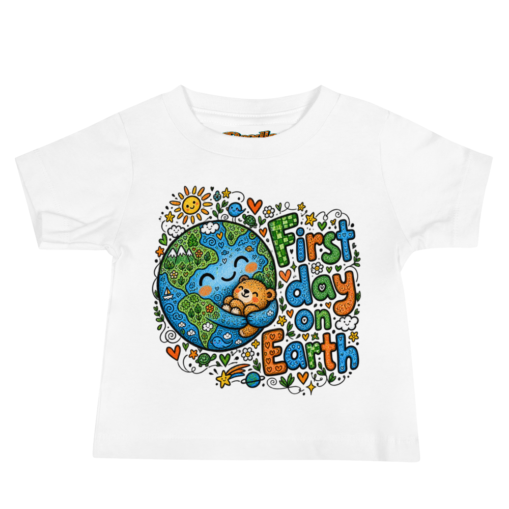 Exact Words First Day On Earth Beside A Max Doodles Baby T Shirt