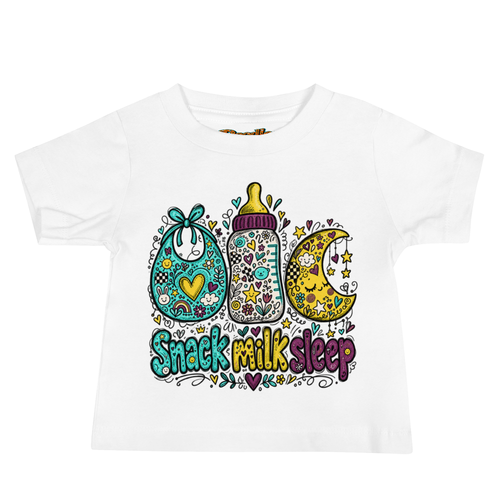 Exact Words Snack Milk Sleep With A Gentle Max Doodles Baby T Shirt