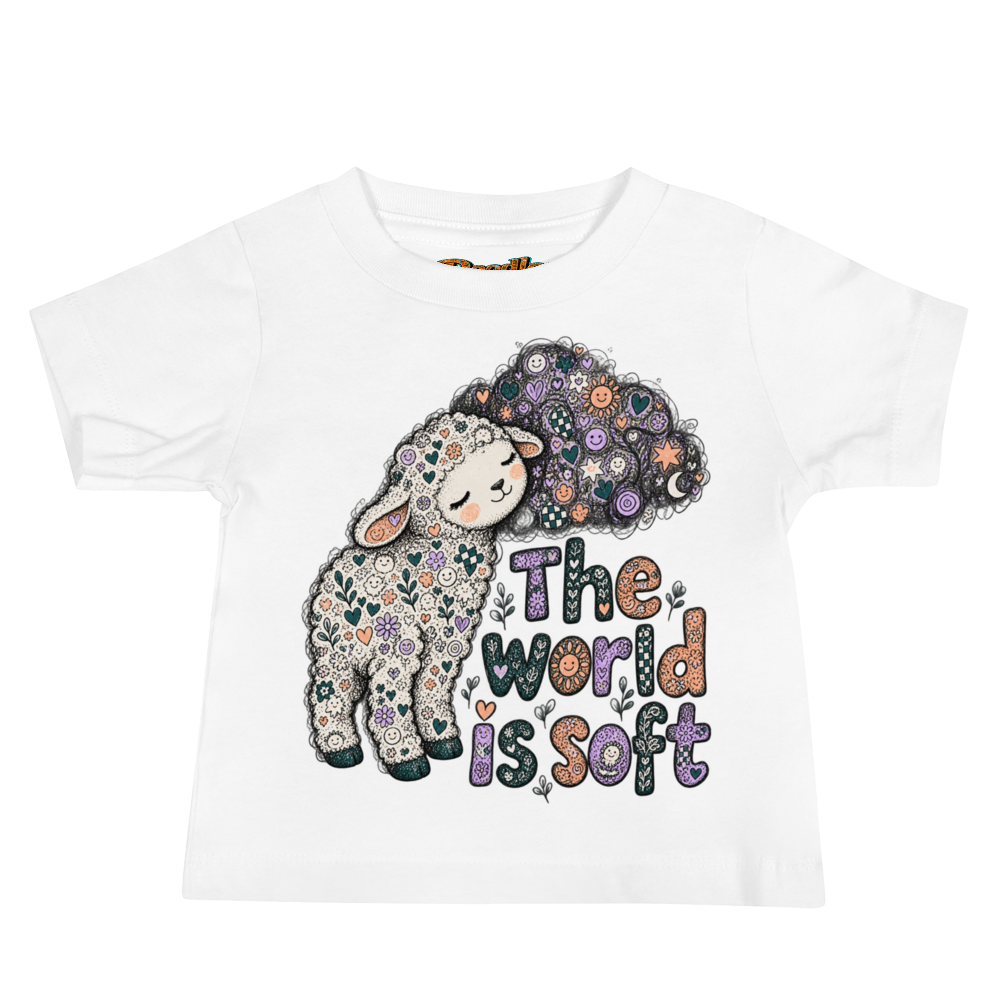 Exact Words The World Is Soft Beside A Max Doodles Baby T Shirt in White