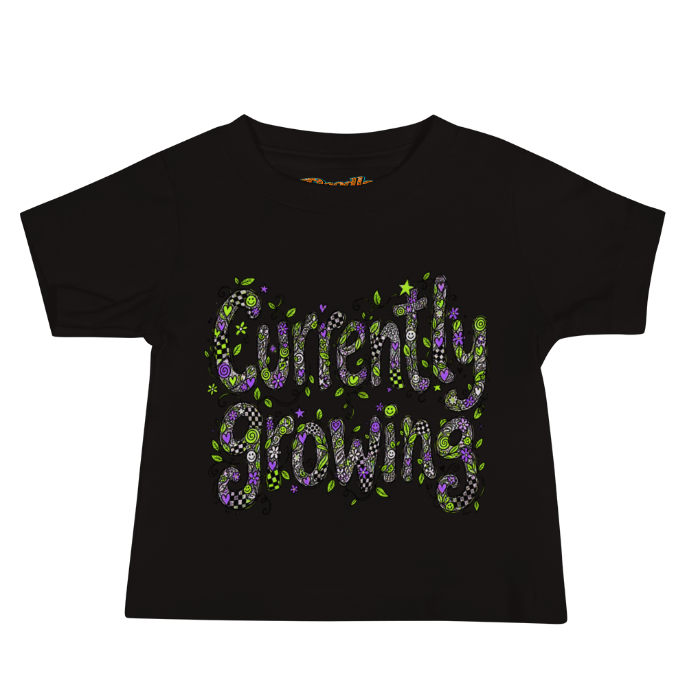 Exact Words Currently Growing In Tall Wobbly Letters Max Doodles Baby T Shirt alternate view