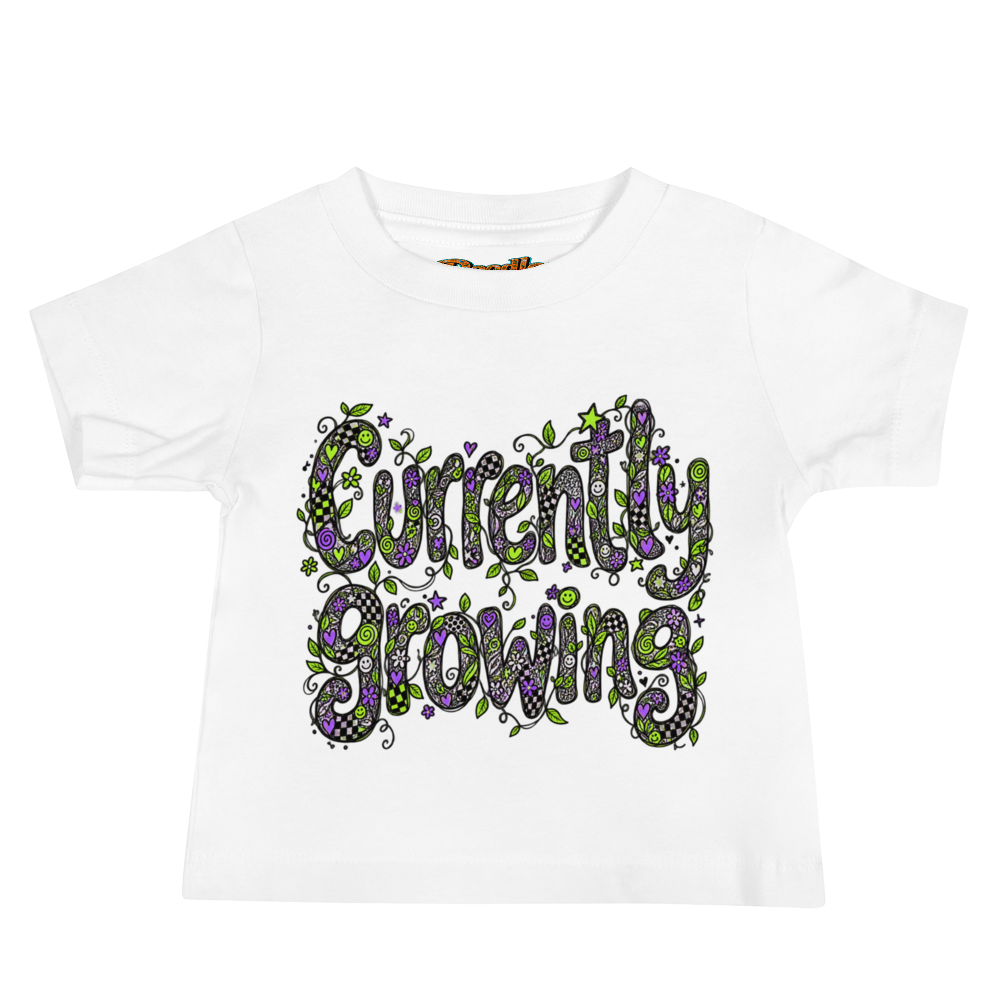 Exact Words Currently Growing In Tall Wobbly Letters Max Doodles Baby T Shirt