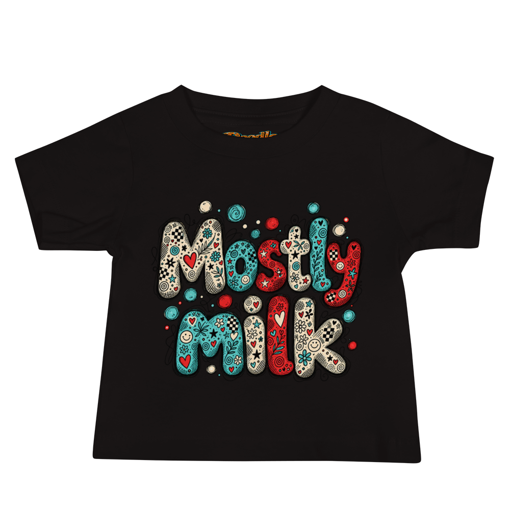 Exact Words Mostly Milk In Playful Stacked Letters Max Doodles Baby T Shirt alternate view