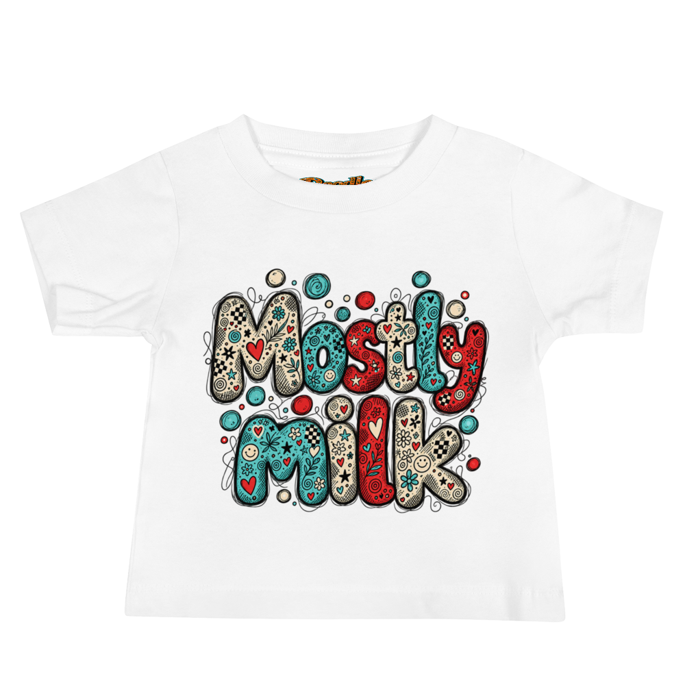 Exact Words Mostly Milk In Playful Stacked Letters Max Doodles Baby T Shirt