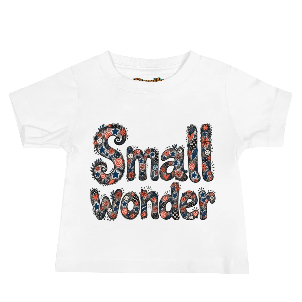 Exact Words Small Wonder In Large Calm Letters Max Doodles Baby T Shirt in White