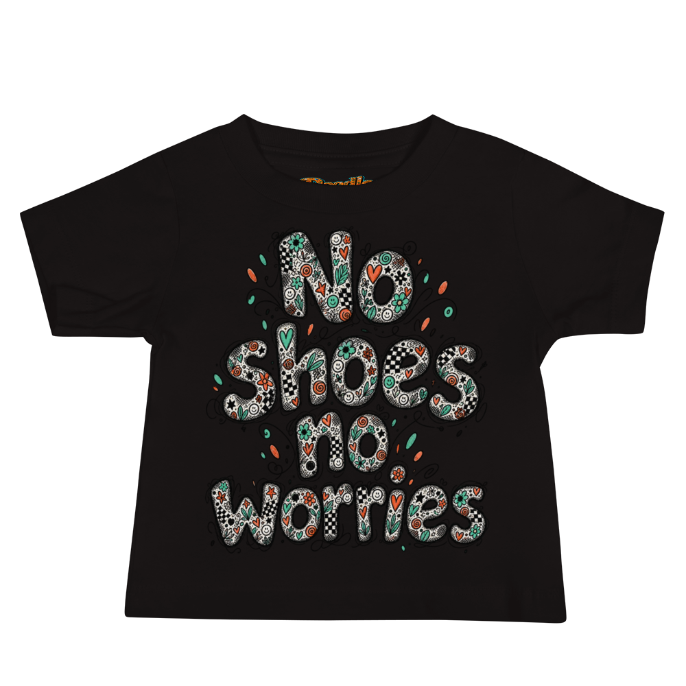 Exact Words No Shoes No Worries In Friendly Max Doodles Baby T Shirt alternate view