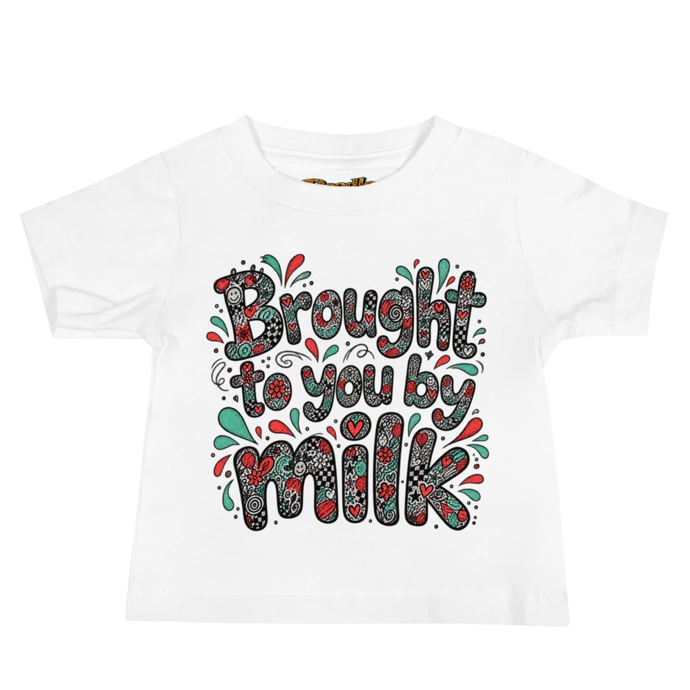 Exact Words Brought To You By Milk In Max Doodles Baby T Shirt in White