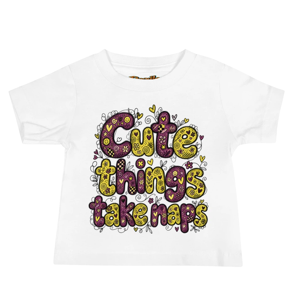 Exact Words Cute Things Take Naps In Chunky Max Doodles Baby T Shirt in White