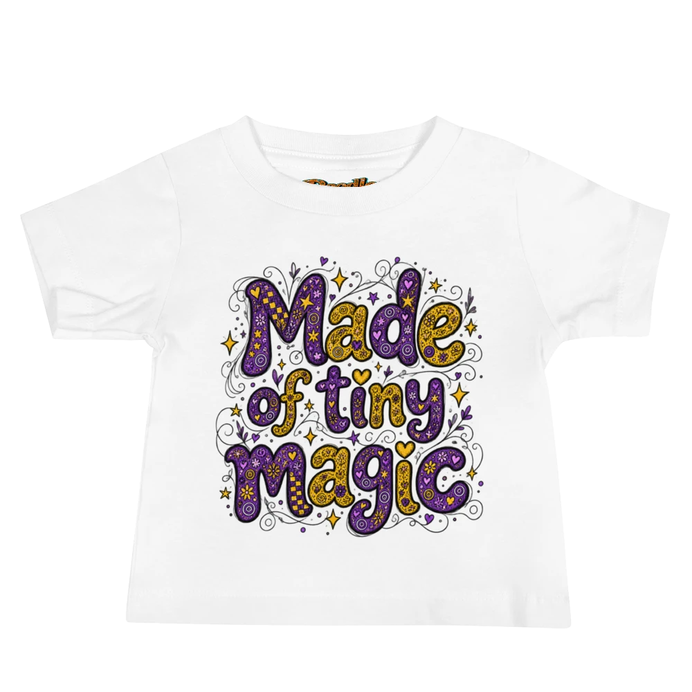 Exact Words Made Of Tiny Magic In Whimsical Max Doodles Baby T Shirt in White