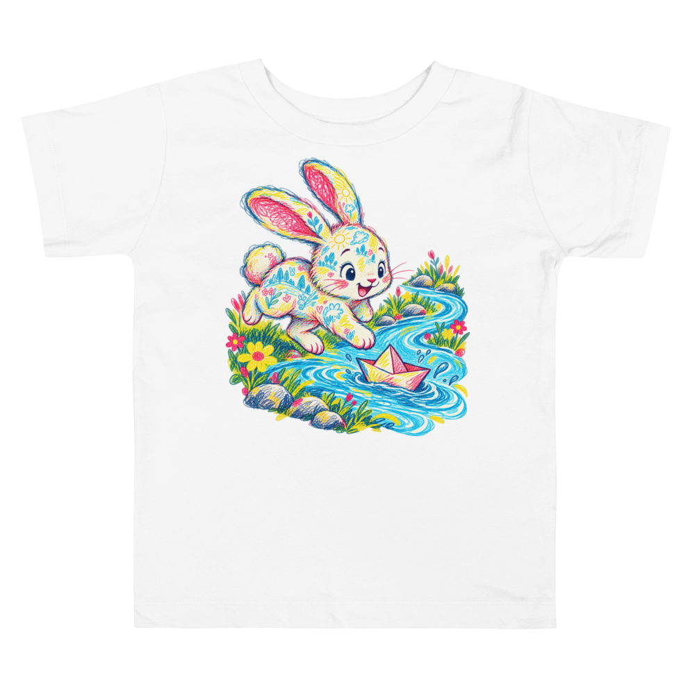 Bunny Paper Boat Toddler T Shirt in White