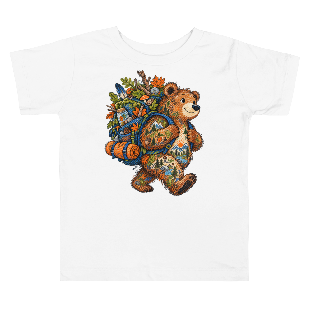 Bear Carrying An Enormous Toddler T Shirt in White