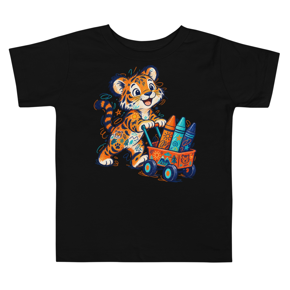 A Tiger Cub Proudly Pushing A Toy Toddler T Shirt alternate view