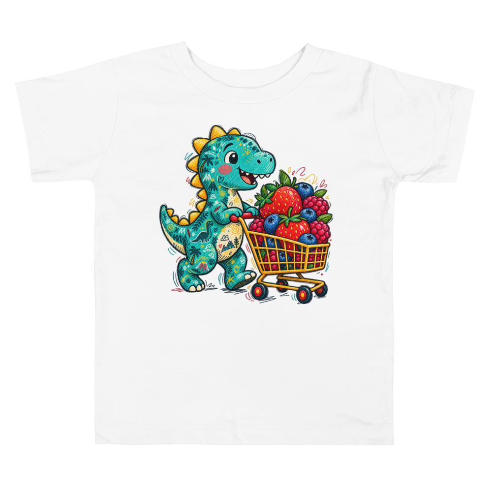A Dinosaur Pushing A Toy Shopping Trolley Toddler T Shirt