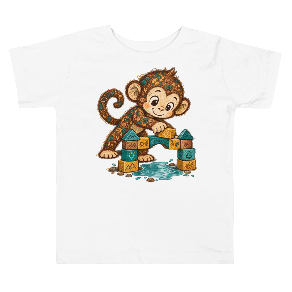 A Monkey Building An Imaginative Bridge From Toddler T Shirt