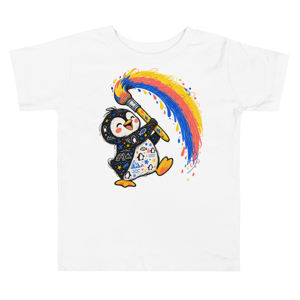 A Penguin Painting A Broad Rainbow Arc Toddler T Shirt