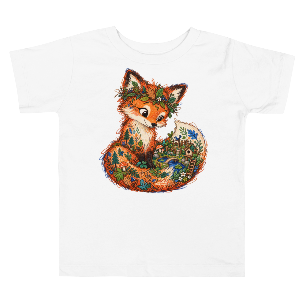 A Fox Wearing A Homemade Leaf Crown Toddler T Shirt
