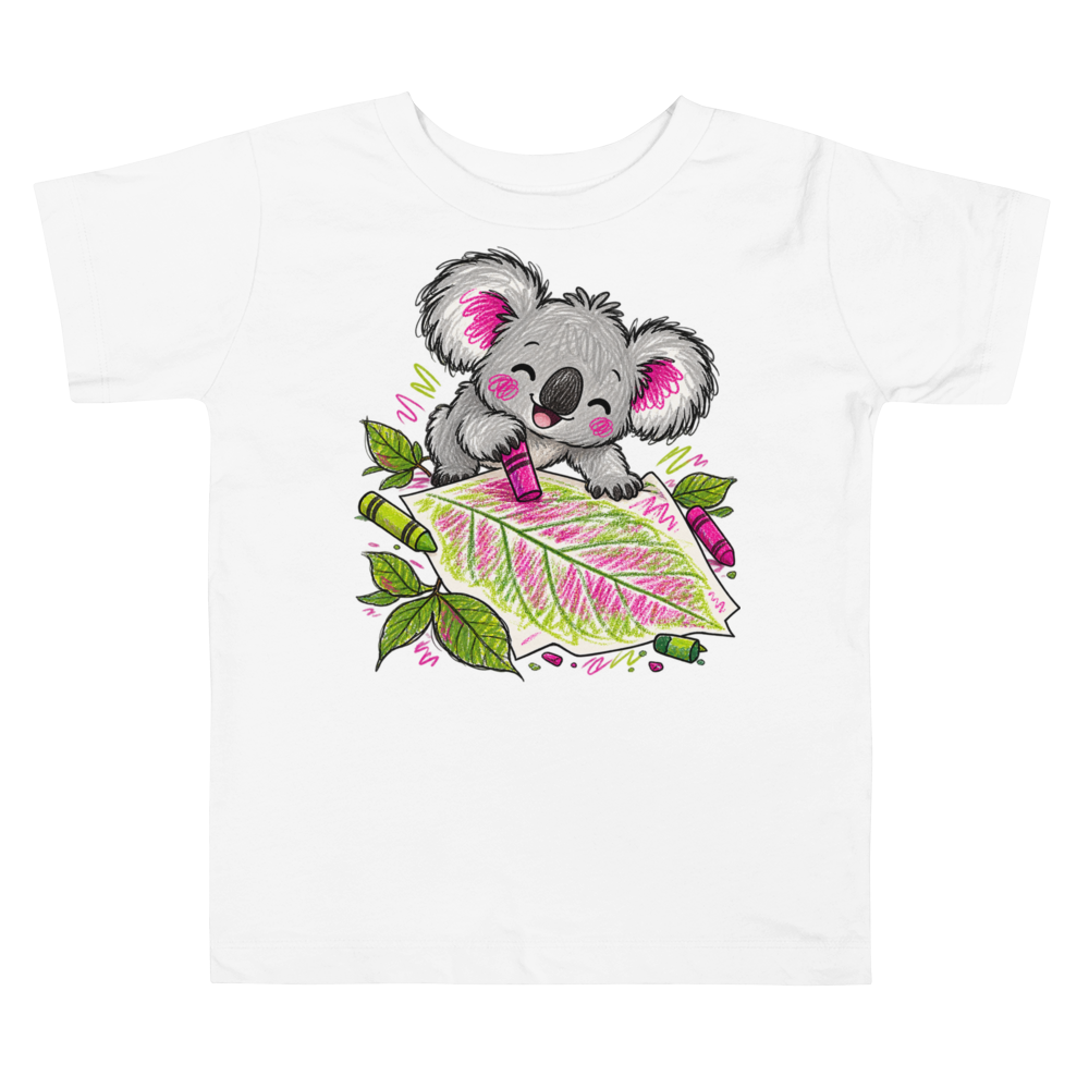 A Koala Making A Gigantic Leaf Rubbing With Toddler T Shirt
