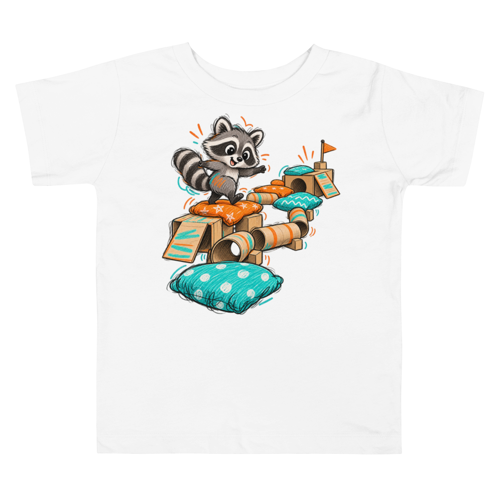 A Raccoon Making A Winding Obstacle Course From Toddler T Shirt