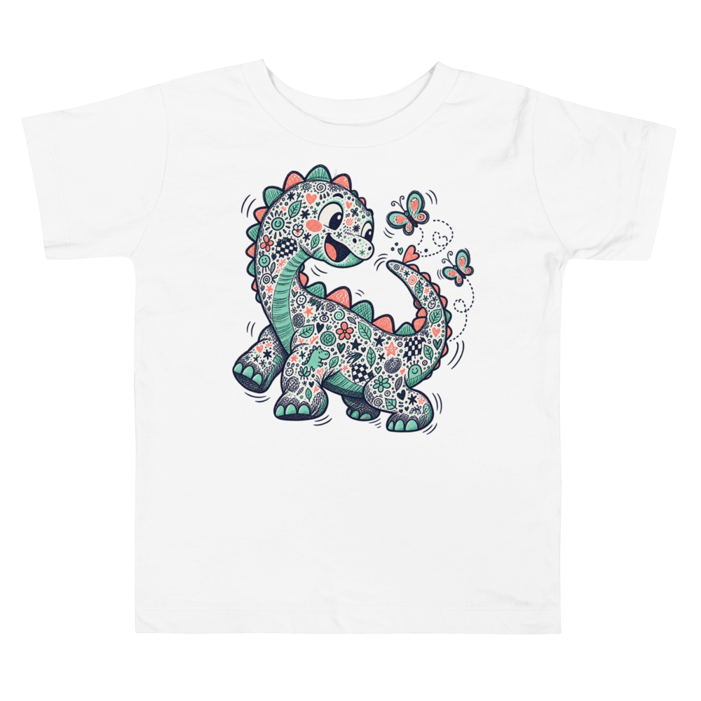 A Little Dinosaur Trying To Reach Its Own Max Doodles Toddler T Shirt