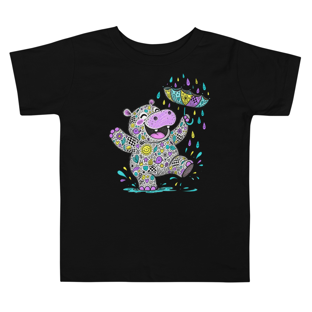 A Happy Hippo Balancing A Small Umbrella Upside Max Doodles Toddler T Shirt alternate view