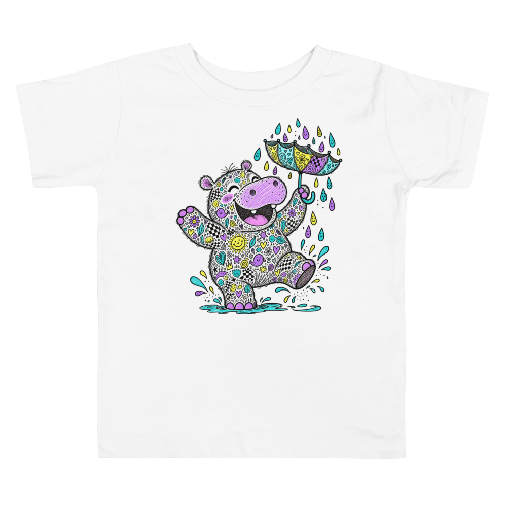 A Happy Hippo Balancing A Small Umbrella Upside Max Doodles Toddler T Shirt