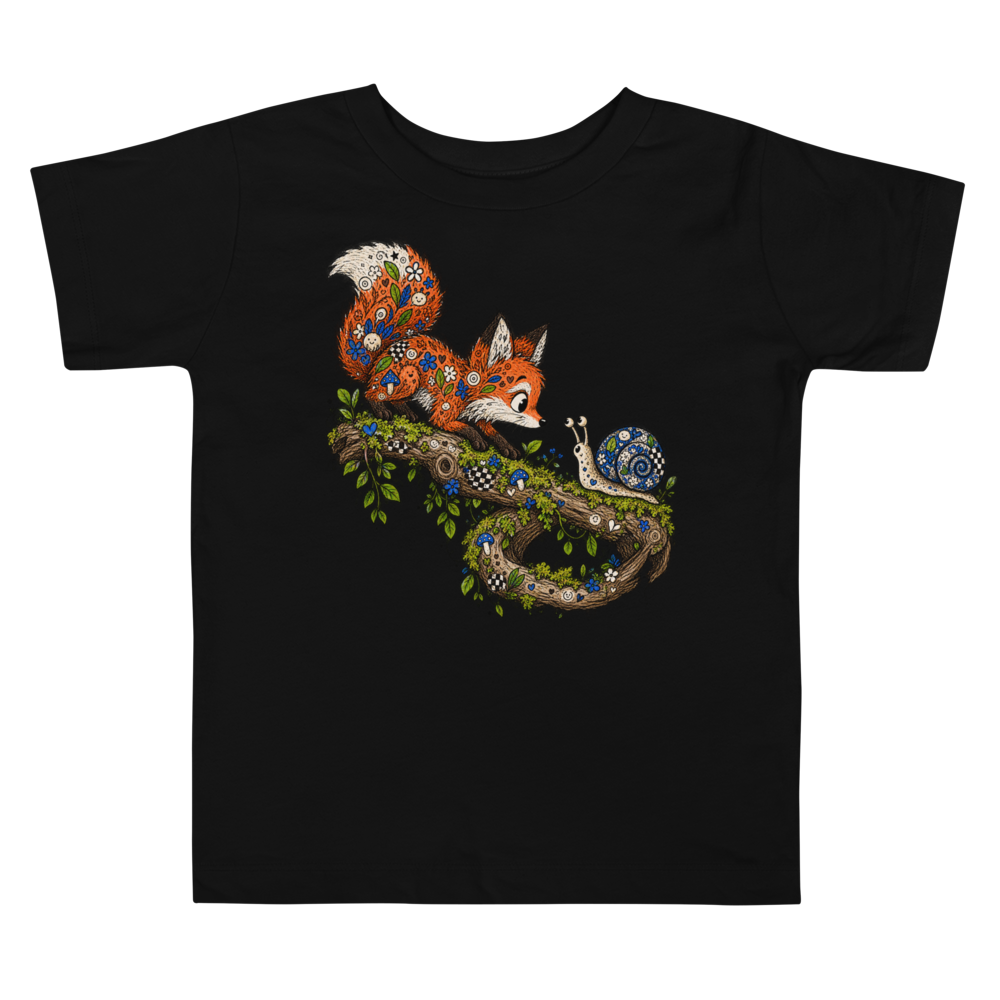 A Fox And A Snail Studying Each Other Max Doodles Toddler T Shirt alternate view