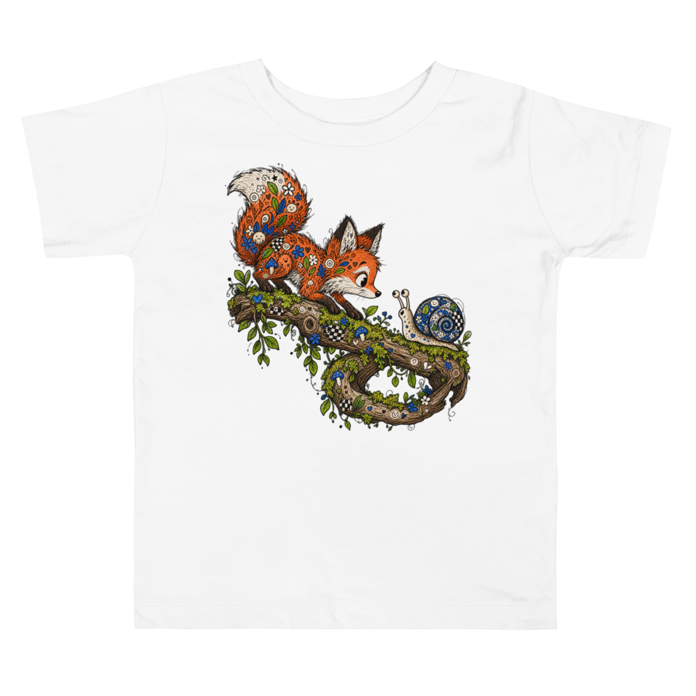 A Fox And A Snail Studying Each Other Max Doodles Toddler T Shirt